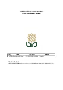 DESKRIPSI SURGA DALAM ALQURAN Kajian Behaviourisme Linguistik